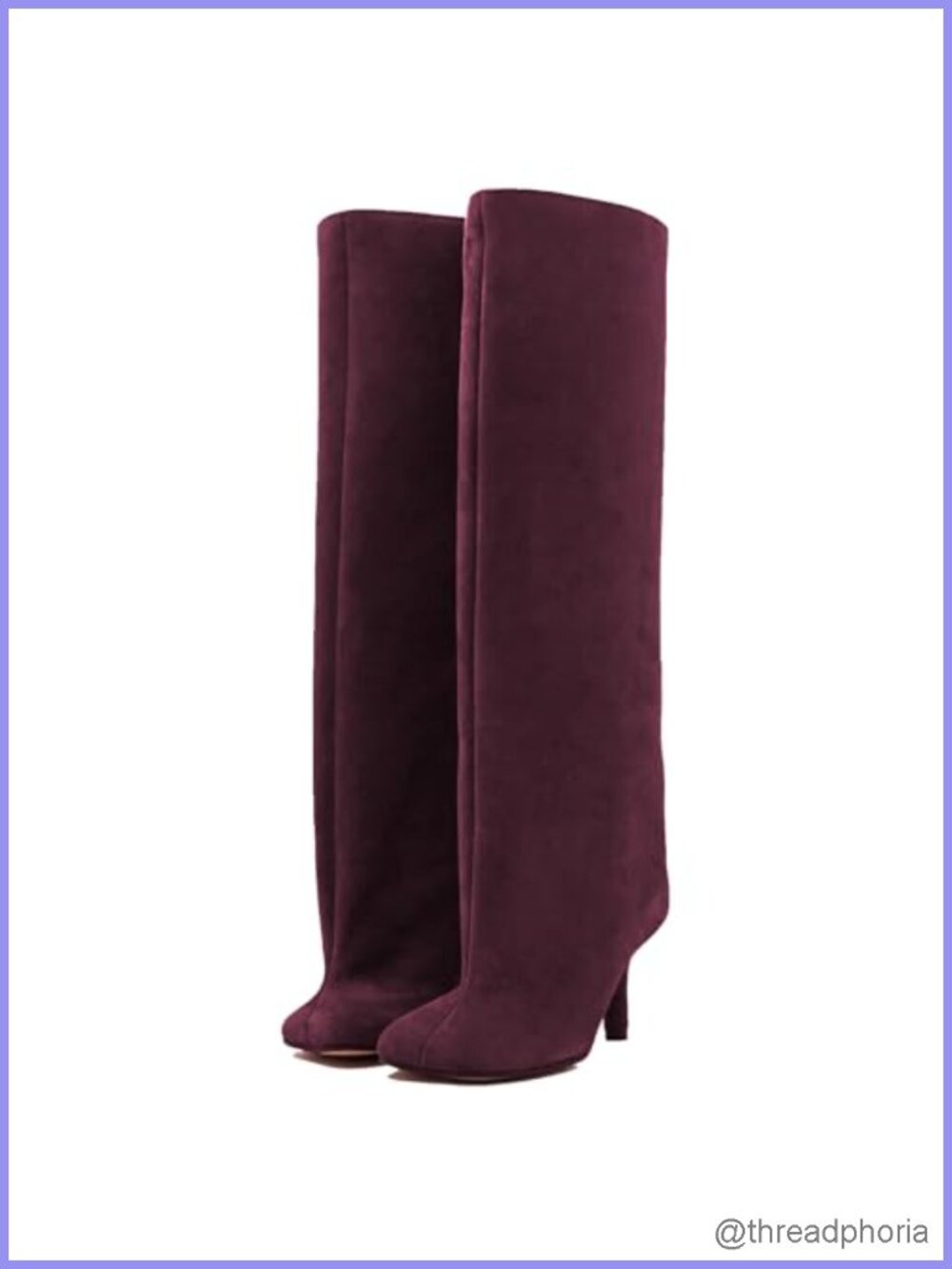 Wide Calf Knee High Boots w/ Square Toe Stiletto Heel Women's Stretch Suede